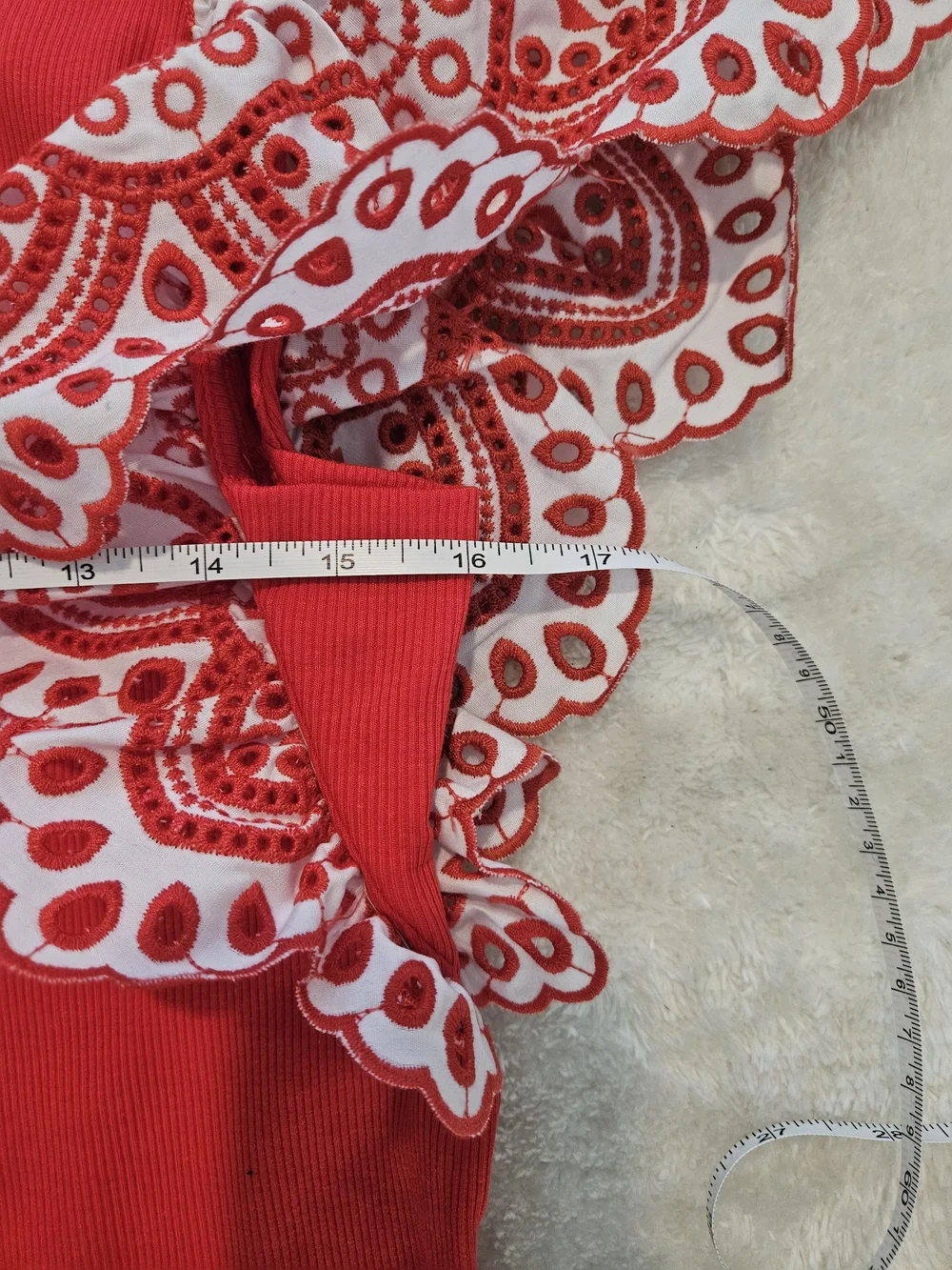 NWT Industry Red Embroidered Top Size S Lace Preppy Girlhoodcore Feminine Summer - Picture 5 of 8